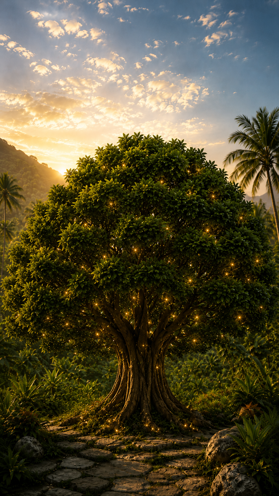 Árbol iluminado de Villa Amazónica